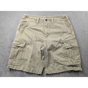 American Eagle Mens Cargo Shorts 36 Khaki Tan AE3 Field Tested Cotton Distressed